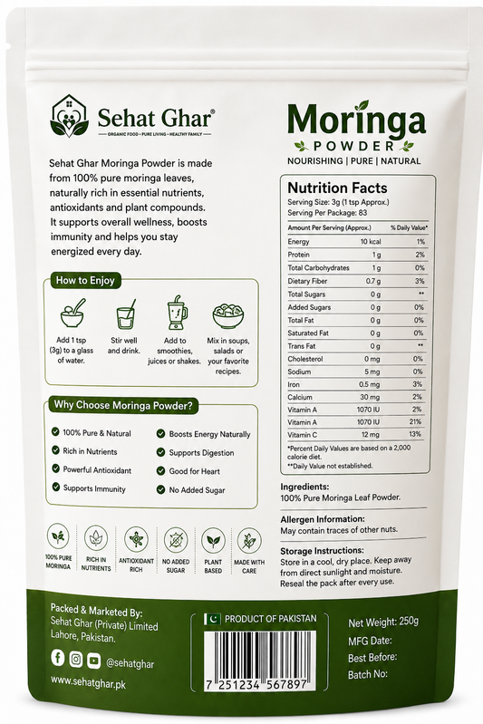 Premium Moringa Powder – Pure, Natural & Nutrient-Rich