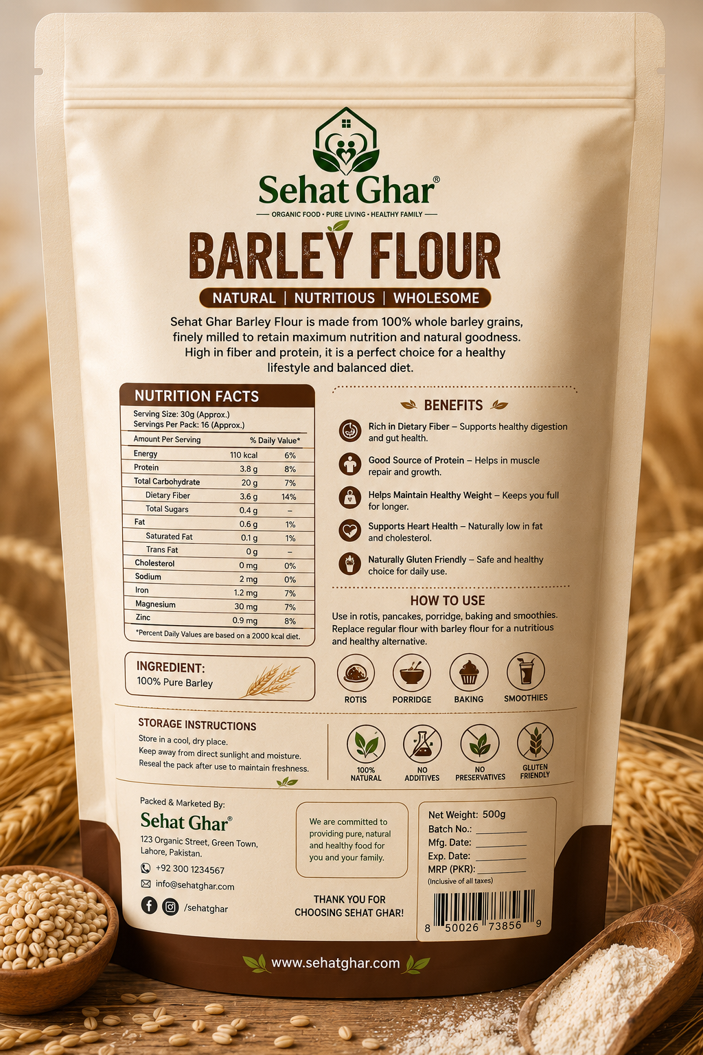 Premium Barley Flour (Jau Ka Atta) – 100% Natural Whole Grain